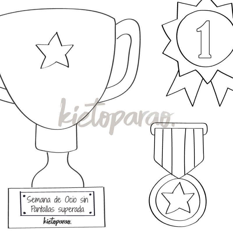 Diploma, trofeo y medallas